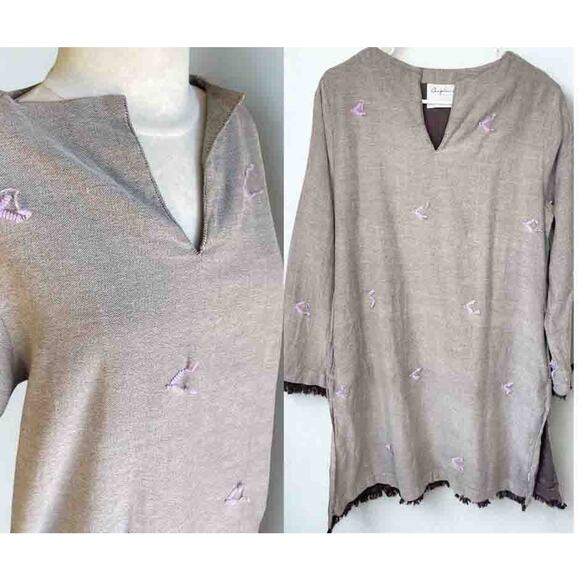 Chapter 2 Tunic Dress L Embroidered Boho Artisan Festival Ethnic Earthy Top - Picture 1 of 7